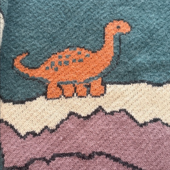 Men's Dinosaur Crewneck Sweater - Teal and Pink - Picture 3 of 14